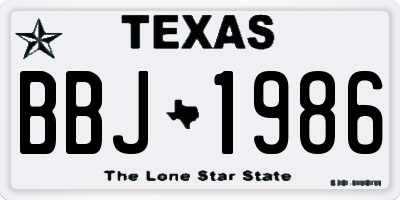 TX license plate BBJ1986