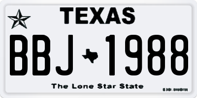 TX license plate BBJ1988