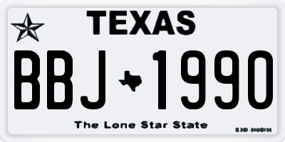 TX license plate BBJ1990