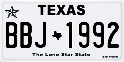 TX license plate BBJ1992