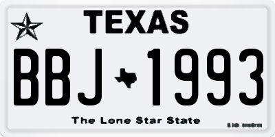 TX license plate BBJ1993