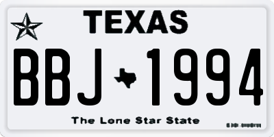 TX license plate BBJ1994