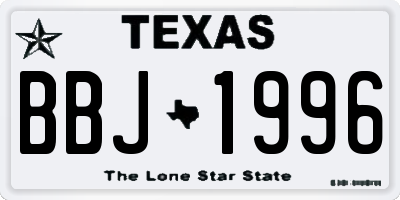 TX license plate BBJ1996