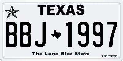 TX license plate BBJ1997