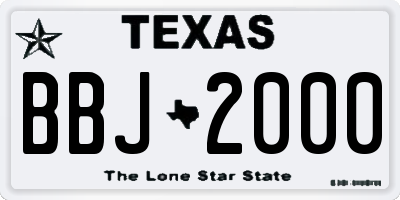 TX license plate BBJ2000