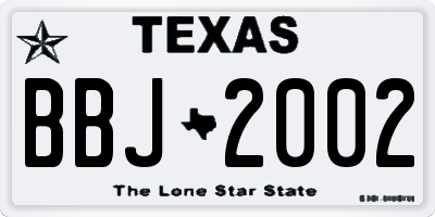 TX license plate BBJ2002