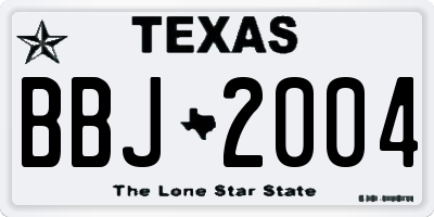 TX license plate BBJ2004