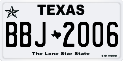 TX license plate BBJ2006