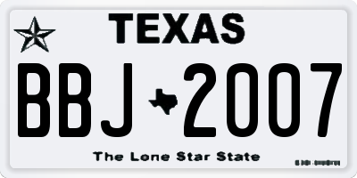 TX license plate BBJ2007