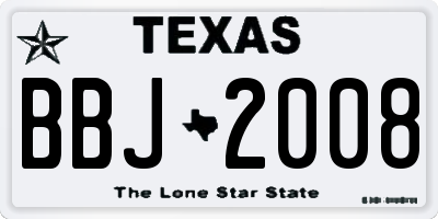 TX license plate BBJ2008