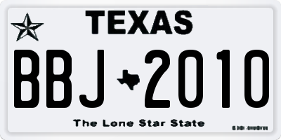 TX license plate BBJ2010