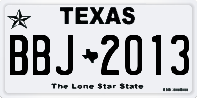 TX license plate BBJ2013