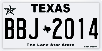 TX license plate BBJ2014