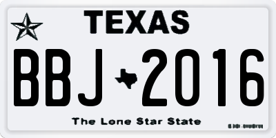 TX license plate BBJ2016