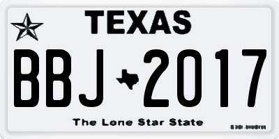 TX license plate BBJ2017