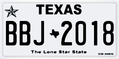 TX license plate BBJ2018