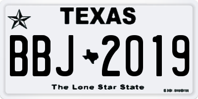 TX license plate BBJ2019