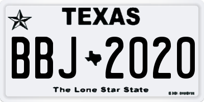 TX license plate BBJ2020