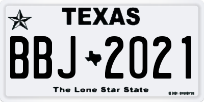 TX license plate BBJ2021