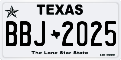 TX license plate BBJ2025