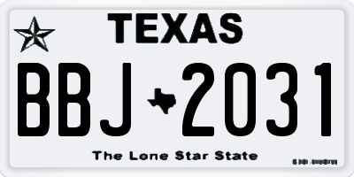 TX license plate BBJ2031