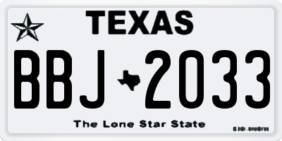 TX license plate BBJ2033