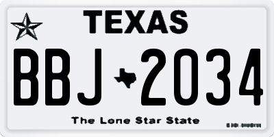 TX license plate BBJ2034