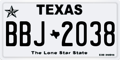 TX license plate BBJ2038