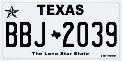 TX license plate BBJ2039