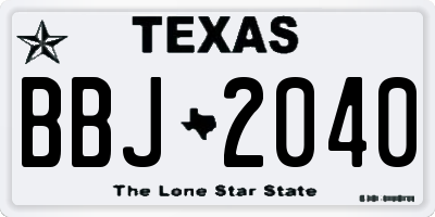 TX license plate BBJ2040