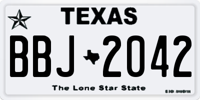 TX license plate BBJ2042