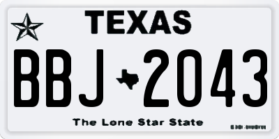 TX license plate BBJ2043