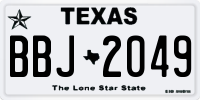 TX license plate BBJ2049