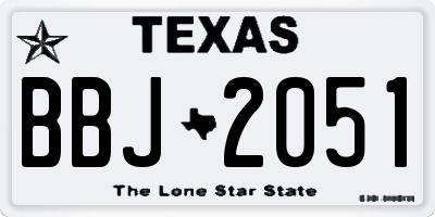 TX license plate BBJ2051