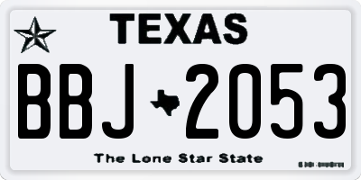 TX license plate BBJ2053