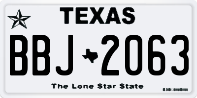 TX license plate BBJ2063