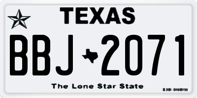 TX license plate BBJ2071