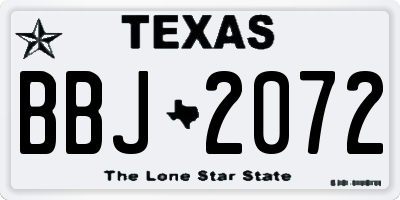 TX license plate BBJ2072