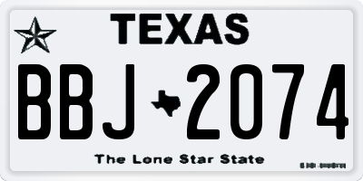 TX license plate BBJ2074