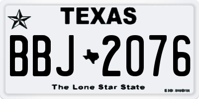 TX license plate BBJ2076