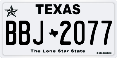 TX license plate BBJ2077