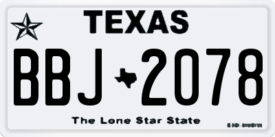 TX license plate BBJ2078