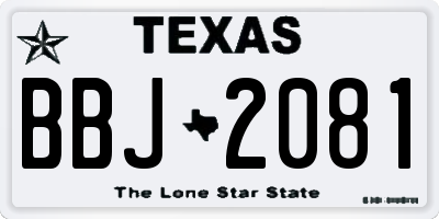 TX license plate BBJ2081