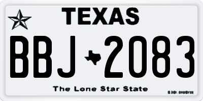 TX license plate BBJ2083