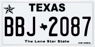 TX license plate BBJ2087