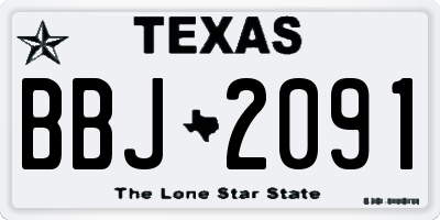 TX license plate BBJ2091