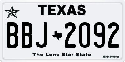 TX license plate BBJ2092