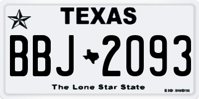 TX license plate BBJ2093