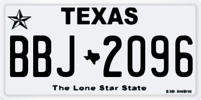 TX license plate BBJ2096