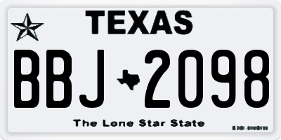 TX license plate BBJ2098